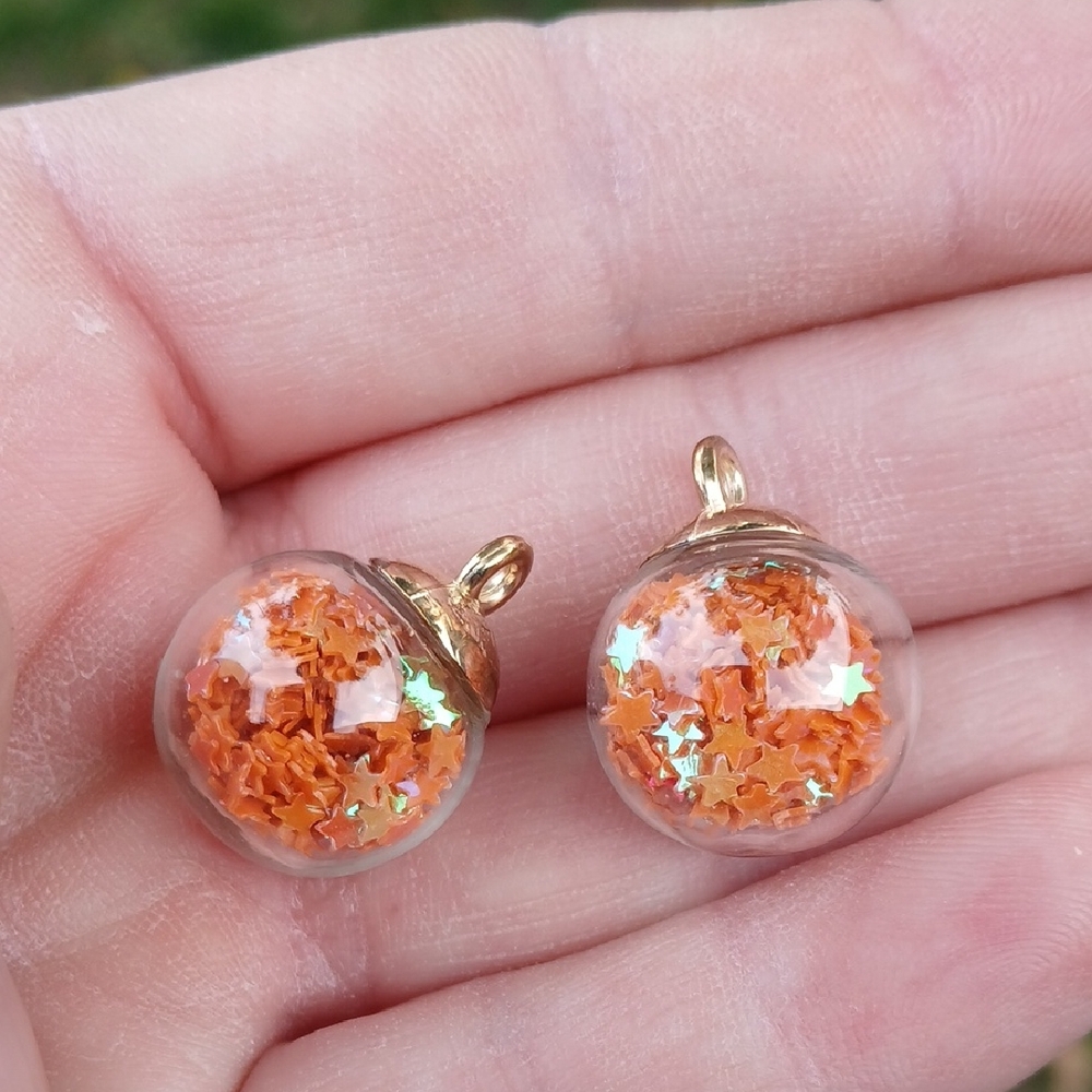New 2pc Orange Crystal Stars Pendant. - Picture 2 of 11